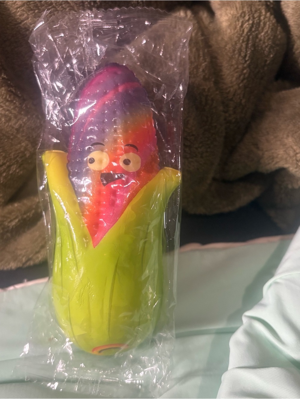 Kids Rainbow Corn Bath Squishy Green & Multicolor